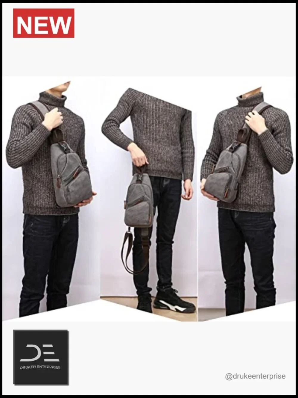 Canvas Sling Bag Crossbody Backpack Shoulder Rucksack for Outdoor Cycling